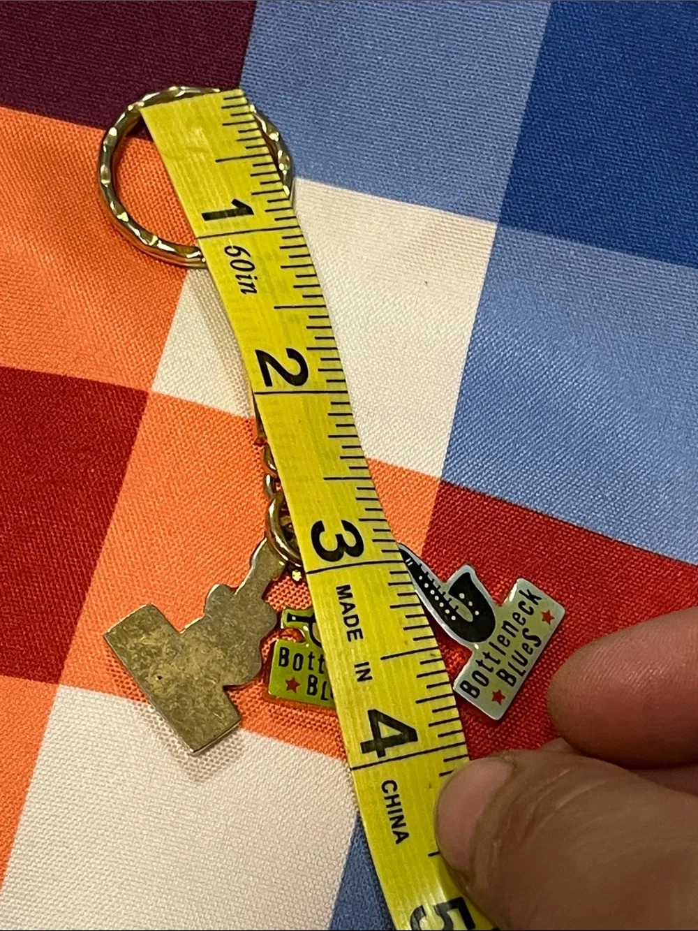 Bottleneck Blues Yellow & Black Enamel Guitar Keychain